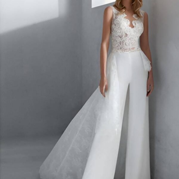 Combi pantalon blanche mariage - CombiCérémonie